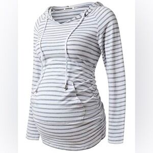 Ginkana Maternity striped hoodie - size small - NWT - stretchy and lightweight